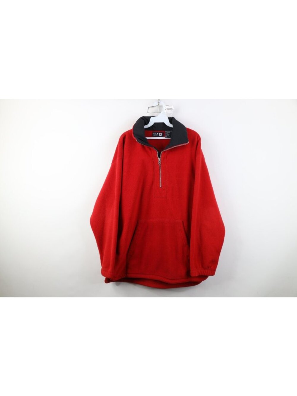 Vintage 90s Fila Sport Mens XL Blank Heavy 1/4 Zip Fleece Pullover Sweater Red